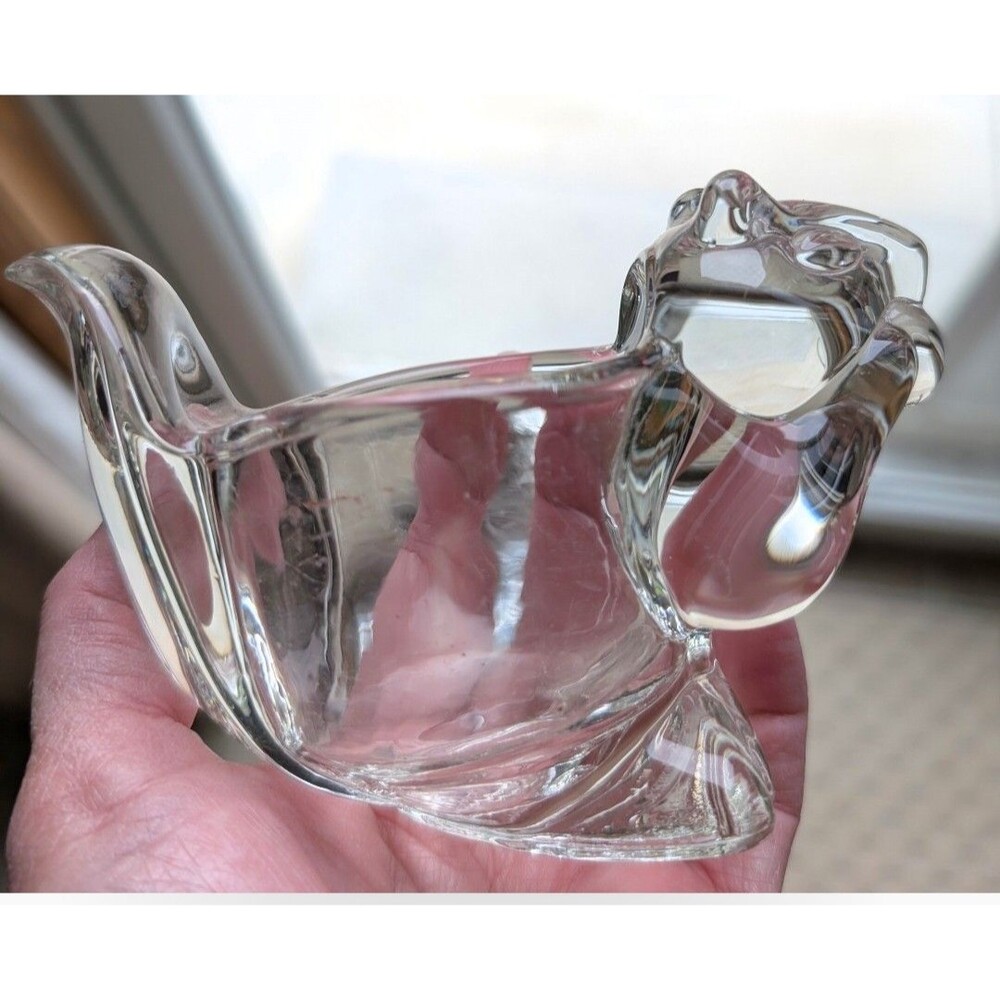 SQUIRREL Vintage Candle Holder Avon Clear Glass 5" x 3" 1970-1980
